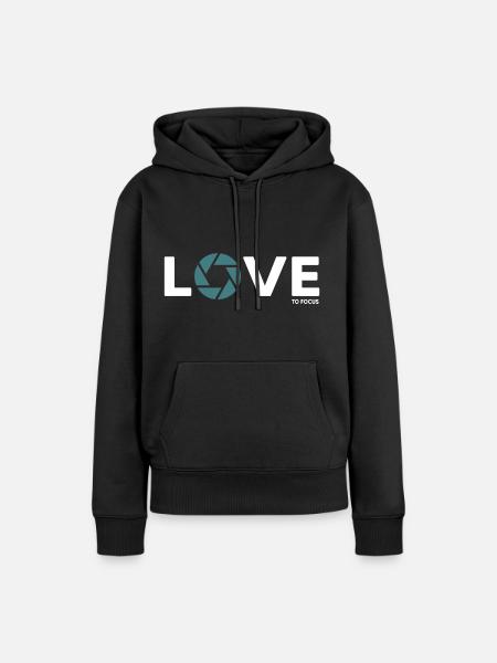fotograf fotografieren focus objektiv - Frauen Premium Bio Hoodie - Schwarz