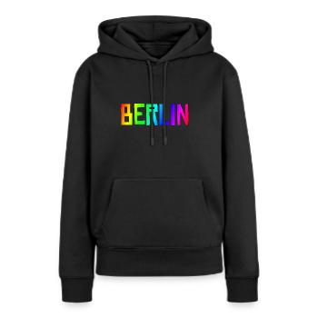 Berlin - Sweat à capuche Premium bio Femme - noir - Devant - Julia (174cm)
