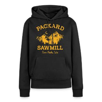 Packard Scierie Graphique - Sweat à capuche Premium bio Femme - noir - Devant - Julia (174cm)