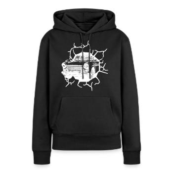 Trabi  Oldtimer Mur Chute Ostalgie Ossi - Sweat à capuche Premium bio Femme - noir - Devant - Julia (174cm)
