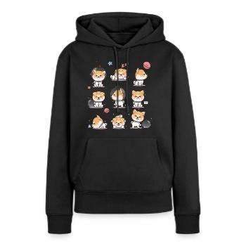 Shiba Inu - Frauen Premium Bio Hoodie - Schwarz - Vorne - Julia (174cm)
