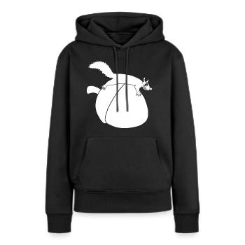 Das Eichhörnchen gegen die Eichel (weiß) - Frauen Premium Bio Hoodie - Schwarz - Vorne - Julia (174cm)