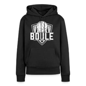 Boule boule boules pour bouler pétanque - Sweat à capuche Premium bio Femme - noir - Devant - Julia (174cm)