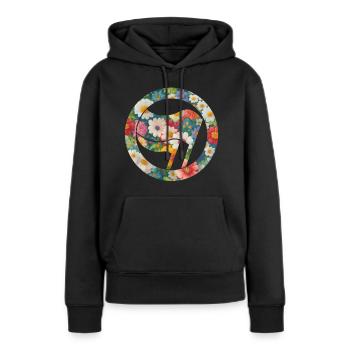 Antifa und Blumen - Frauen Premium Bio Hoodie - Schwarz - Vorne - Julia (174cm)