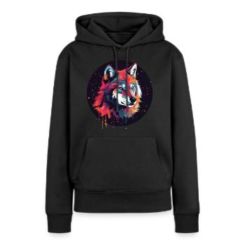 Loup, Chien sauvage, Loup gris, Canis lupus - Sweat à capuche Premium bio Femme - noir - Devant - Julia (174cm)