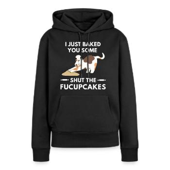 Vous a cuit un peu fermé le Fucupcakes Cat Dicton - Sweat à capuche Premium bio Femme - noir - Devant - Julia (174cm)