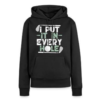 Ich stecke es in jedes Loch - Frauen Premium Bio Hoodie - Schwarz - Vorne - Julia (174cm)