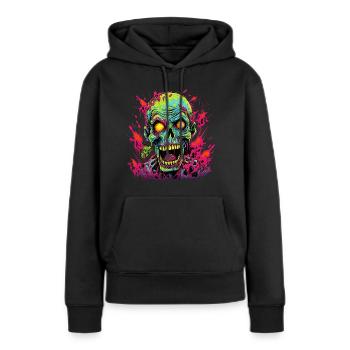 Zombie Kopf Gruselig Halloween Zombiejäger Untote - Frauen Premium Bio Hoodie - Schwarz - Vorne - Julia (174cm)