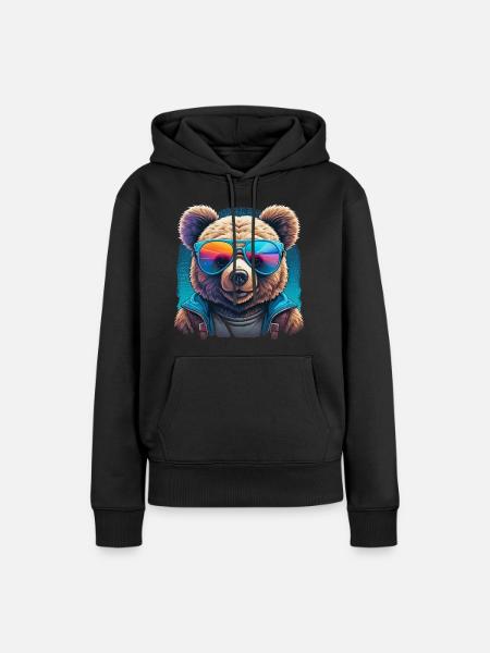 Cooler Teddy - Frauen Premium Bio Hoodie - Schwarz