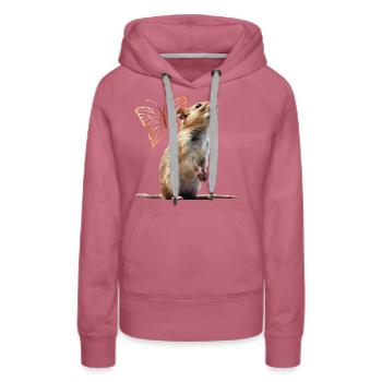 Rat - Sweat à capuche Premium bio Femme - mauve - Devant - Isabella (175cm)