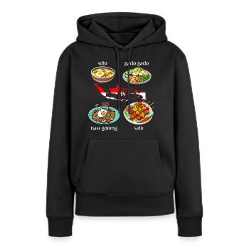 Indonesische Gerichte: Soto, Gado Gado, Nasi goren - Frauen Premium Bio Hoodie - Schwarz - Vorne - Julia (174cm)