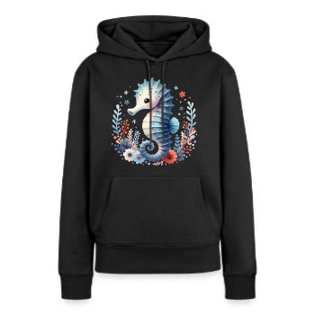 Hippocampe Hippocampe - Sweat à capuche Premium bio Femme - noir - Devant - Julia (174cm)