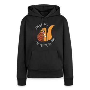 Je Peux Pas J'ai Pomme de Pin - Humour - Sweat à capuche Premium bio Femme - noir - Devant - Julia (174cm)