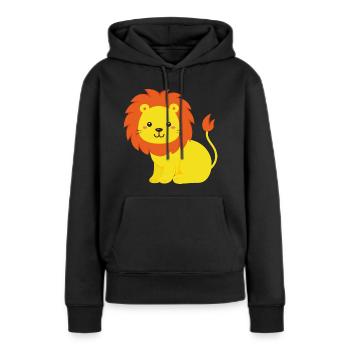 Lion - Sweat à capuche Premium bio Femme - noir - Devant - Julia (174cm)