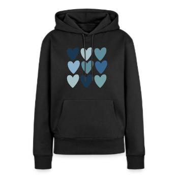 Cute Love Heart Pattern Modern T-Shirt - Women’s Premium Organic Hoodie - black - Front - Julia (174cm)