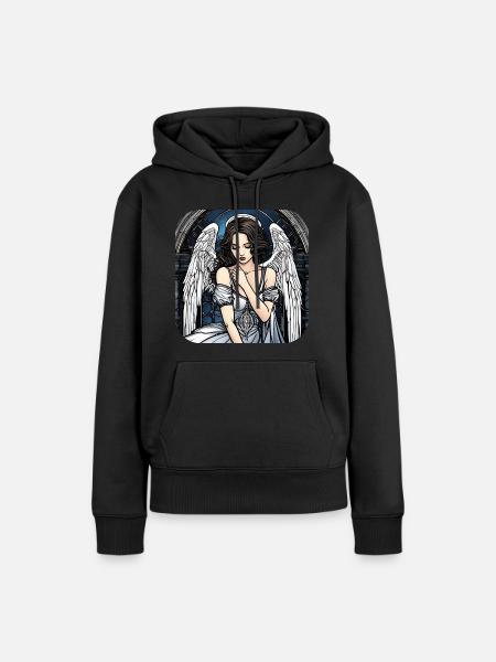 Cooler Gothik Engel III - Frauen Premium Bio Hoodie - Schwarz