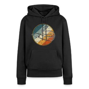 Aal Angeln Retro - Frauen Premium Bio Hoodie - Schwarz - Vorne - Julia (174cm)