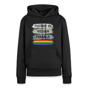 L'avenir est végétalien et coloré - Sweat à capuche Premium bio Femme - noir - Devant - Julia (174cm)