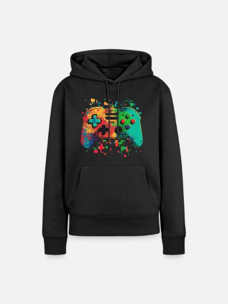 Bunte Konsole - Frauen Premium Bio Hoodie - Schwarz