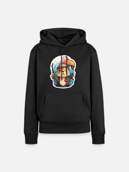 Biber Niedlich Bunt - Frauen Premium Bio Hoodie - Schwarz