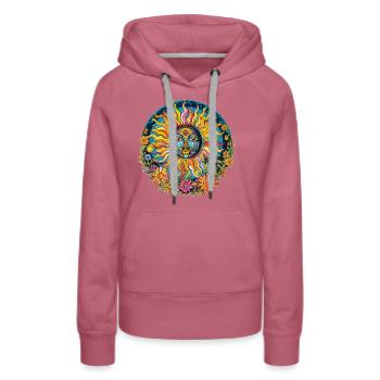 Künstlerisches Sonnenmotiv - Frauen Premium Bio Hoodie - Malve - Vorne - Isabella (175cm)