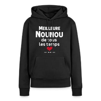 Nounou tu es la meilleure. - Sweat à capuche Premium bio Femme - noir - Devant - Julia (174cm)