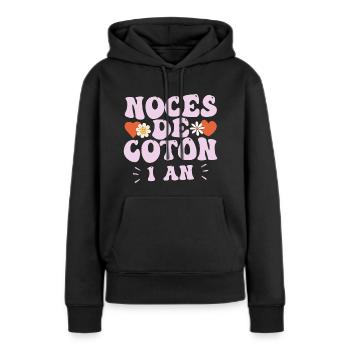 Noces de Coton - Sweat à capuche Premium bio Femme - noir - Devant - Julia (174cm)