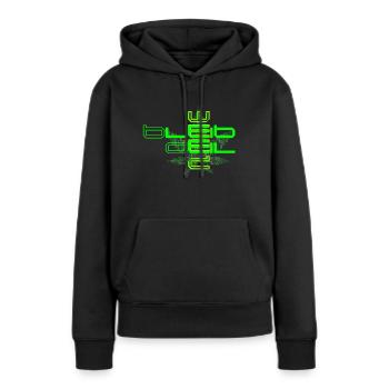Bleib Geil Weed NEON Gruen - Frauen Premium Bio Hoodie - Schwarz - Vorne - Julia (174cm)