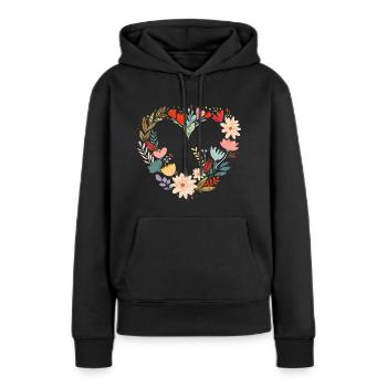 Heart Shaped Floral Wreath - Women’s Premium Organic Hoodie - black - Front - Julia (174cm)