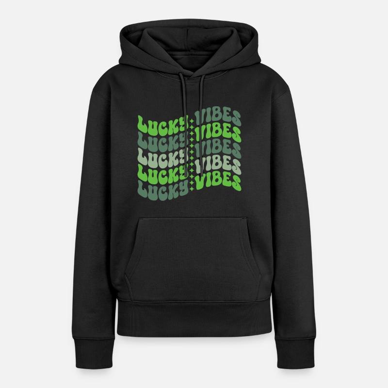 Lucky Vibes - Saint-Patrick - Sweat à capuche Premium bio Femme - noir