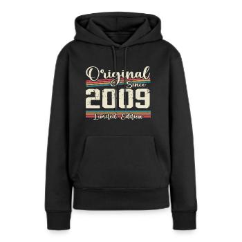 2009 Vintage Retro Geburtstagsgeschenk 2009 - Frauen Premium Bio Hoodie - Schwarz - Vorne - Julia (174cm)