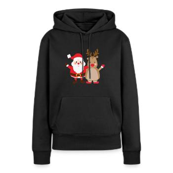 rudolph père noël - Sweat à capuche Premium bio Femme - noir - Devant - Julia (174cm)