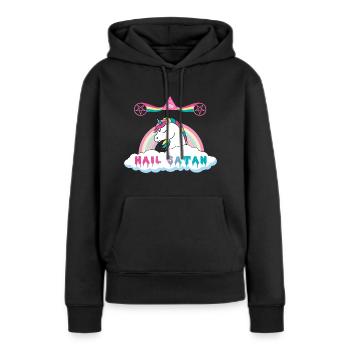 Hagel Satan Einhorn - Frauen Premium Bio Hoodie - Schwarz - Vorne - Julia (174cm)