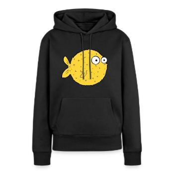 Verwirrter Kugelfisch - Frauen Premium Bio Hoodie - Schwarz - Vorne - Julia (174cm)