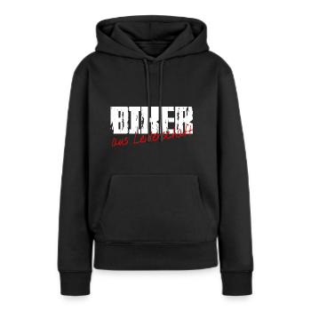 Biker aus Leidenschaft - Frauen Premium Bio Hoodie - Schwarz - Vorne - Julia (174cm)