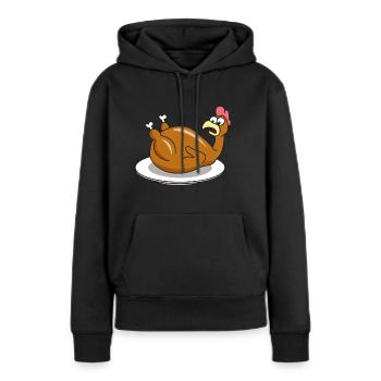 Poulet rôti cuisson - Sweat à capuche Premium bio Femme - noir - Devant - Julia (174cm)