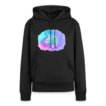 Geometric Unicorn - Sweat à capuche Premium bio Femme - noir - Devant - Julia (174cm)