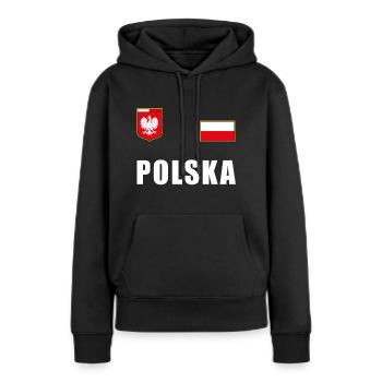 Polen Fussball T-Shirt Trikot Fanshirt Fans - Frauen Premium Bio Hoodie - Schwarz - Vorne - Julia (174cm)