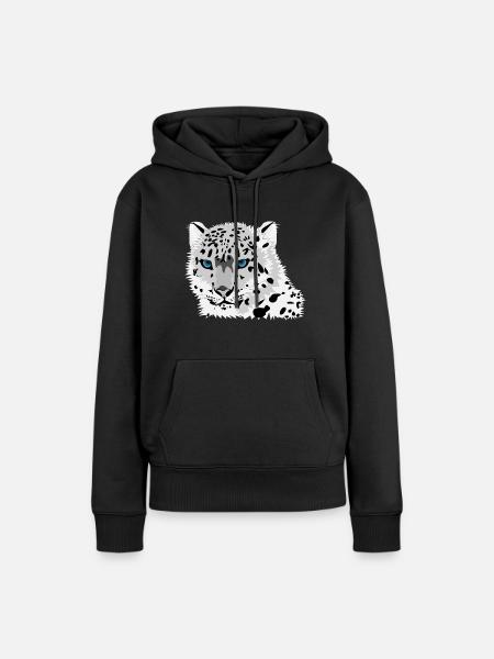 Schneeleopard - Frauen Premium Bio Hoodie - Schwarz