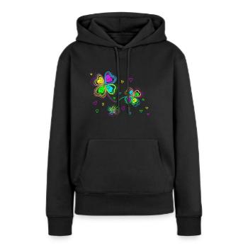 Multicolored clovers and hearts - Women’s Premium Organic Hoodie - black - Front - Julia (174cm)