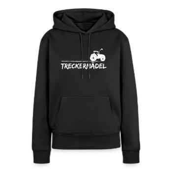 Traktor Bäuerin Treckermädel Frau Spruch Geschenk - Frauen Premium Bio Hoodie - Schwarz - Vorne - Julia (174cm)