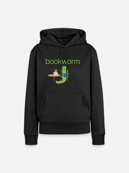 Bookworm, Bücherwurm.Geschenk,lesen,Leseratte - Frauen Premium Bio Hoodie - Schwarz