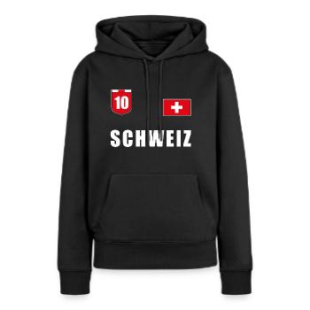 Schweiz Fussball T-Shirt Trikot Fanshirt Fans - Frauen Premium Bio Hoodie - Schwarz - Vorne - Julia (174cm)