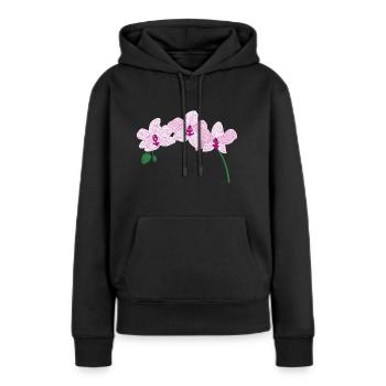 orchidée rose fleur - Sweat à capuche Premium bio Femme - noir - Devant - Julia (174cm)