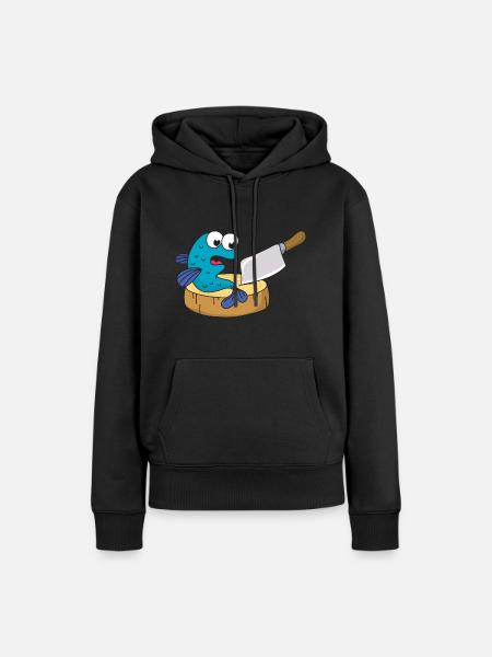 Fisch Messer Beil - Frauen Premium Bio Hoodie - Schwarz