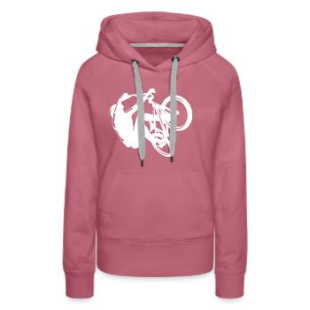 BMX-Rad, BMX-Laufrad, cooles BMX, Geschenkidee - Frauen Premium Bio Hoodie - Malve - Vorne - Isabella (175cm)