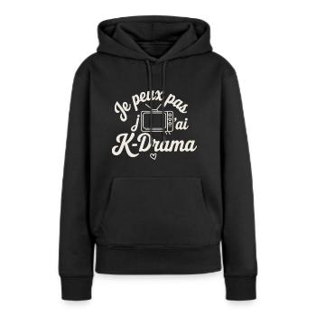 Ich kann kein K-Drama - Frauen Premium Bio Hoodie - Schwarz - Vorne - Julia (174cm)