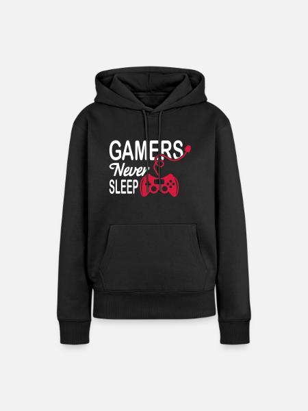 Gamers Never Sleep - Frauen Premium Bio Hoodie - Schwarz