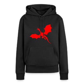 Rotes Drachen Motiv - Frauen Premium Bio Hoodie - Schwarz - Vorne - Julia (174cm)