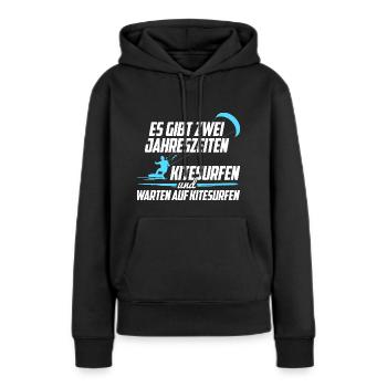 Kitesurfen Jahreszeiten - Frauen Premium Bio Hoodie - Schwarz - Vorne - Julia (174cm)